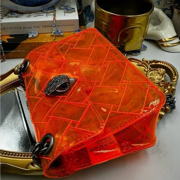 🆕 KURT GEIGER LONDON 🧿 NWOT Mini Kensington Crossbody Bag, Transparent Orange - Picture 7 of 15